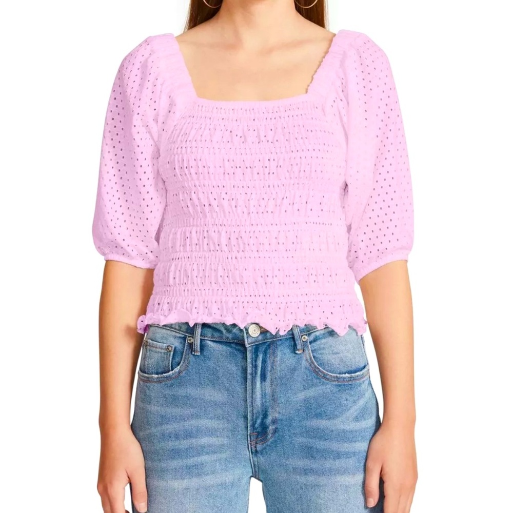 Bb Dakota by Steve Madden Women's Shirt Smock My Way Eyelet Top Size Large L